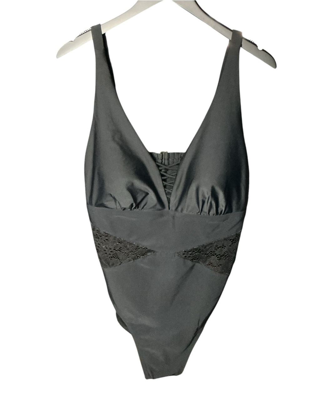 💟Terra & Sky Black Lace Inset One-Piece Swimsuit Size OX (14W)